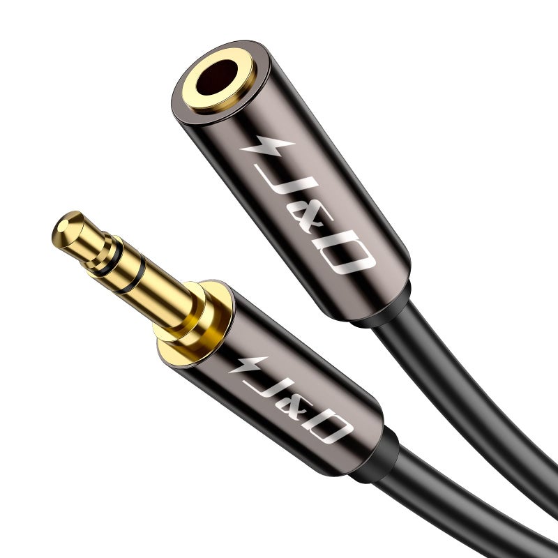 J&D 3.5mm Auxiliary Audio Extension Cable, Gold Plated Copper Shell Heavy Duty 1/8 inch TRS Male to Female Stereo Audio Adapter for Home/Car Speakers, Smartphones, Headphones, Tablets, 6 Feet - Image 1
